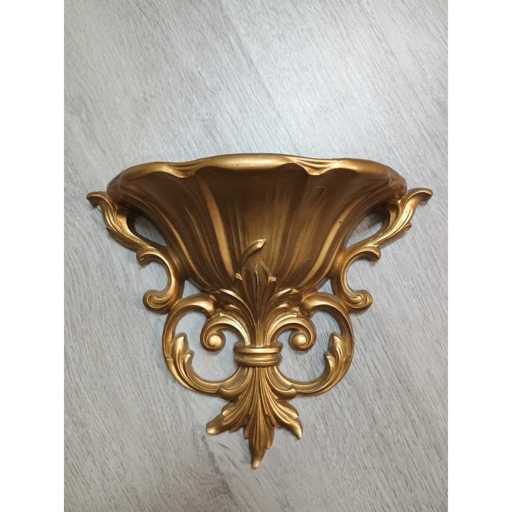 Gold Ornate DART Vintage Burwood MCM Style Sconce Pocket Wall Decor Vase 4446